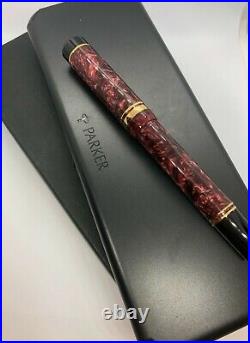 Parker Duofold Centennial Red Marble Maroon XL Fountain Pen Rare 1st Version