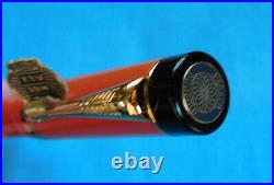 Parker Duofold New Fountain 18k Pen With Box Case And Pocket Case Rare Orange Parker Duofold New Fountain 18k Pen With Box Case And Pocket Case Rare Orange
