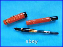 Parker Duofold New Fountain 18k Pen With Box Case And Pocket Case Rare Orange Parker Duofold New Fountain 18k Pen With Box Case And Pocket Case Rare Orange