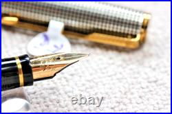 Parker Premier Fountain Pen Sterling Silver 18k Fine Oblique Italic Rare Nib