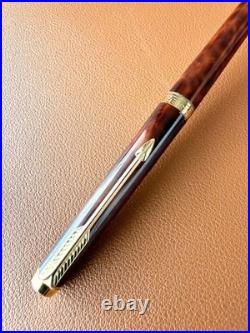 Parker Vector France Needle Nib Fountain Pen Rare Brown Marble Gold Trim