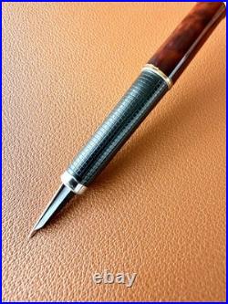 Parker Vector France Needle Nib Fountain Pen Rare Brown Marble Gold Trim