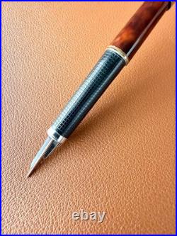 Parker Vector France Needle Nib Fountain Pen Rare Brown Marble Gold Trim
