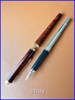 Parker Vector France Needle Nib Fountain Pen Rare Brown Marble Gold Trim