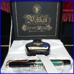 Pelican Wannian Pen M800 Souverene Green Stripe Nib 18K Brouad New Rare