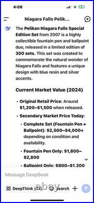Pelikan 2007 Niagara Falls Limited Edition Set M640 Fountain Pen & Pen New Rare Pelikan 2007 Niagara Falls Limited Edition Set M640 Fountain Pen & Pen New Rare