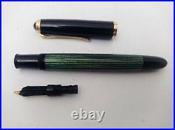 Pelikan 400nn Green Piston Fountain Pen 14k Flex F Nib Vintage In Case Rare