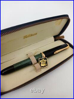 Pelikan 400nn Green Piston Fountain Pen 14k Flex F Nib Vintage In Case Rare
