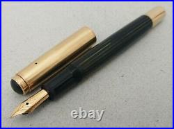 Pelikan 500 Black Striped Gold Double Fountain Pen 14k EF Flex Nib Rare Vintage