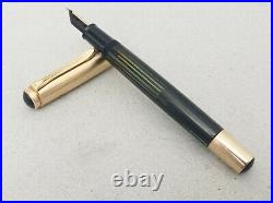 Pelikan 500 Black Striped Gold Double Fountain Pen 14k EF Flex Nib Rare Vintage