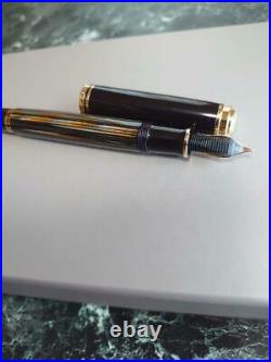 Pelikan Fountain Pen Rare 2013 SE Souveran M800 Brown Stripe Nib Gold 18K Broad