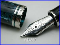 Pelikan M805 Ocean Swirl 18c Rhodium Fine Nib Special Edition Rare Fountain Pen
