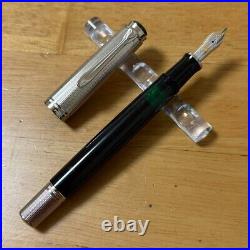 Pelikan Souveran M420 Sterling Silver 18C 750 Fountain Pen EF Nib Rare USED