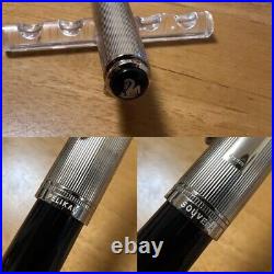 Pelikan Souveran M420 Sterling Silver 18C 750 Fountain Pen EF Nib Rare USED