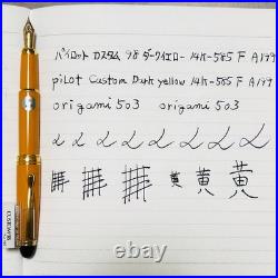 Pilot Custom 98 Dark Yellow Fountain Pen 14K-585 F Nib Vintage Rare color Japan