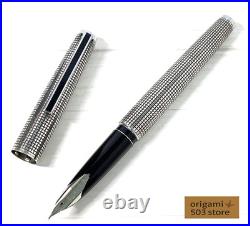 Pilot Custom Fountain Pen Sterling Silver 18K WG M Nib H672 Super Rare Pre-owned