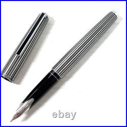 Pilot Custom K Series Fountain Pen Stripe 18K WG M Nib H677 Rare Pre-owned