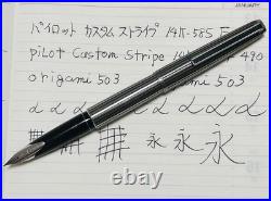 Pilot Custom Stripe Fountain Pen 14K-585 F Nib 490 Vintage Rare Japan