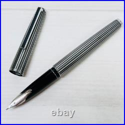Pilot Custom Stripe Fountain Pen 18K WG M Nib H777 Vintage Rare Japan