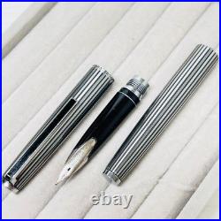 Pilot Custom Stripe Fountain Pen 18K WG M Nib H777 Vintage Rare Japan