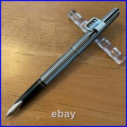 Pilot Custom Striped Fountain Pen 18K white gold Fine Nib Japan rare