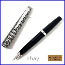 Pilot Elite Fountain Pen Silver Grid Cap 18K F Nib H774 Vintage Rare Pre-owned