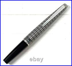 Pilot Elite Fountain Pen Silver Grid Cap 18K F Nib H774 Vintage Rare Pre-owned