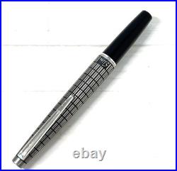 Pilot Elite Fountain Pen Silver Grid Cap 18K F Nib H774 Vintage Rare Pre-owned