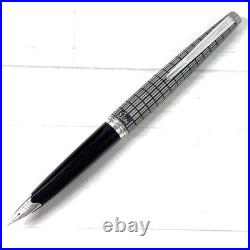 Pilot Elite Fountain Pen Silver Grid Cap 18K F Nib H774 Vintage Rare Pre-owned