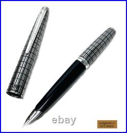 Pilot Elite Short Silver Grid Fountain Pen 18K-750 F Nib H176 Vintage Rare Japan
