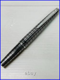Pilot Elite Short Silver Grid Fountain Pen 18K-750 F Nib H176 Vintage Rare Japan