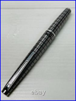 Pilot Elite Short Silver Grid Fountain Pen 18K-750 F Nib H176 Vintage Rare Japan