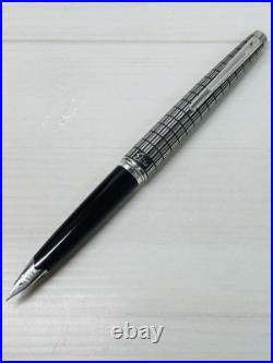 Pilot Elite Short Silver Grid Fountain Pen 18K-750 F Nib H176 Vintage Rare Japan