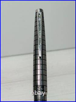 Pilot Elite Short Silver Grid Fountain Pen 18K-750 F Nib H176 Vintage Rare Japan