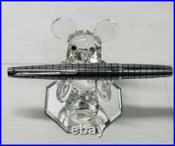 Pilot Elite Short Silver Grid Fountain Pen 18K-750 F Nib H176 Vintage Rare Japan