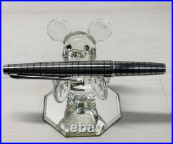 Pilot Elite Short Silver Grid Fountain Pen 18K-750 F Nib H176 Vintage Rare Japan