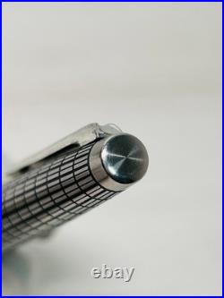 Pilot Elite Short Silver Grid Fountain Pen 18K-750 F Nib H176 Vintage Rare Japan