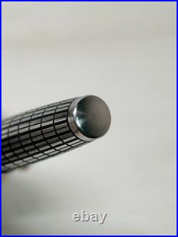 Pilot Elite Short Silver Grid Fountain Pen 18K-750 F Nib H176 Vintage Rare Japan