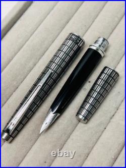 Pilot Elite Short Silver Grid Fountain Pen 18K-750 F Nib H176 Vintage Rare Japan