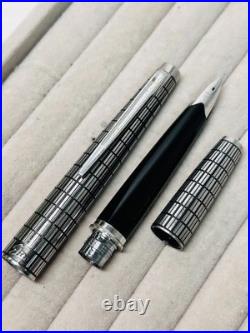 Pilot Elite Short Silver Grid Fountain Pen 18K-750 F Nib H176 Vintage Rare Japan