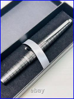Pilot Elite Short Silver Grid Fountain Pen 18K-750 F Nib H176 Vintage Rare Japan