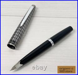 Pilot Elite Silver Grid Cap Fountain Pen 14K F Nib H480 Vintage Rare Japan