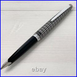 Pilot Elite Silver Grid Cap Fountain Pen 14K F Nib H480 Vintage Rare Japan