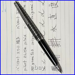 Pilot Elite Silver Grid Cap Fountain Pen 14K F Nib H480 Vintage Rare Japan