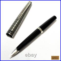 Pilot Elite Silver Grid Cap Fountain Pen 18K-750 M Nib H1075 Vintage Rare Japan