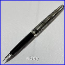 Pilot Elite Silver Grid Cap Fountain Pen 18K-750 M Nib H1075 Vintage Rare Japan