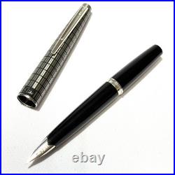 Pilot Elite Silver Grid Cap Fountain Pen 18K-750 M Nib H1075 Vintage Rare Japan