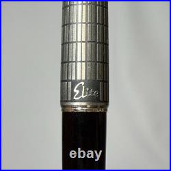 Pilot Elite Silver Grid Cap Fountain Pen 18K-750 M Nib H1075 Vintage Rare Japan