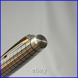 Pilot Elite Silver Grid Cap Fountain Pen 18K-750 M Nib H1075 Vintage Rare Japan
