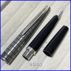 Pilot Elite Silver Grid Cap Fountain Pen 18K-750 M Nib H1075 Vintage Rare Japan